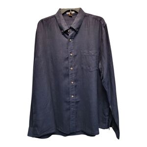 Tailor Vintage Navy Button-Down Linen Shirt - Size XL